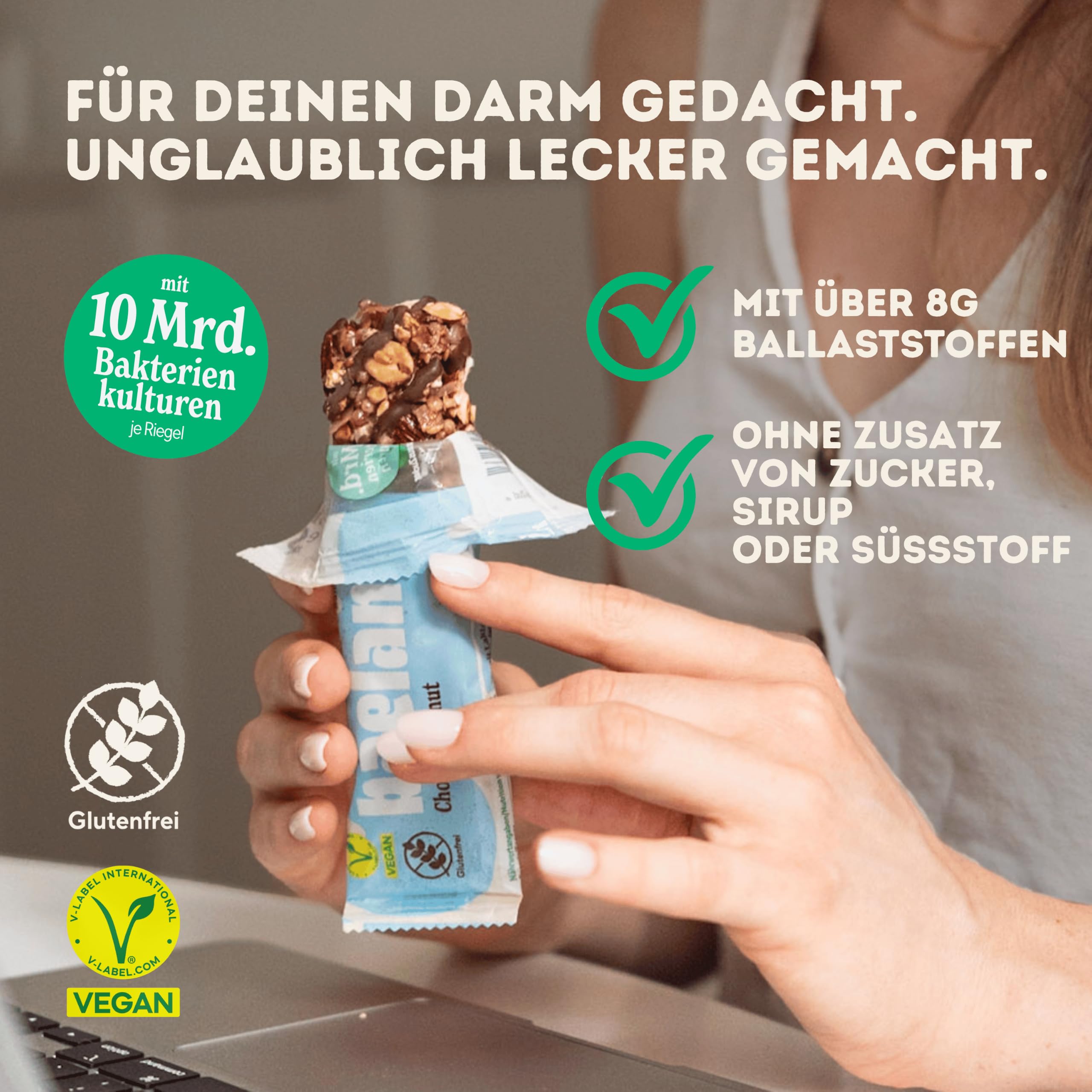 Baelanse® Bar Ballaststoffreicher Probiotischer Nussriegel Vegan Glutenfrei ohne Zuckerzusatz 12x40g Choco-Coconut