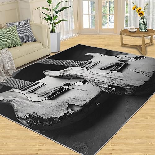 Miniatura 65 de Alfombra de instrumentos musicales – Alfombras de 4 x 5 pies para sala de estar, alfombra de área musical, alfombra de área musical, alfombra