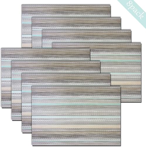 Miniatura 24 de Manteles individuales de plástico, juego de 6 manteles individuales lavables antideslizantes para mesa de comedor, manteles individuales de mesa