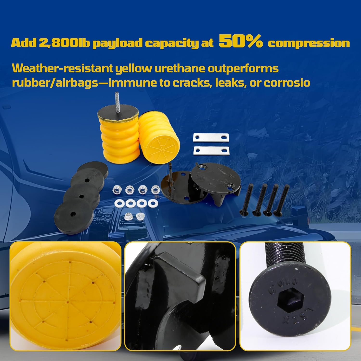 Rear Spring Kit Fit for Ford F-250 F-350 2017 2018 2019 2020 2021 2022 2023 2024 2025 Suspension Helper Spring Replace SSR-127-54