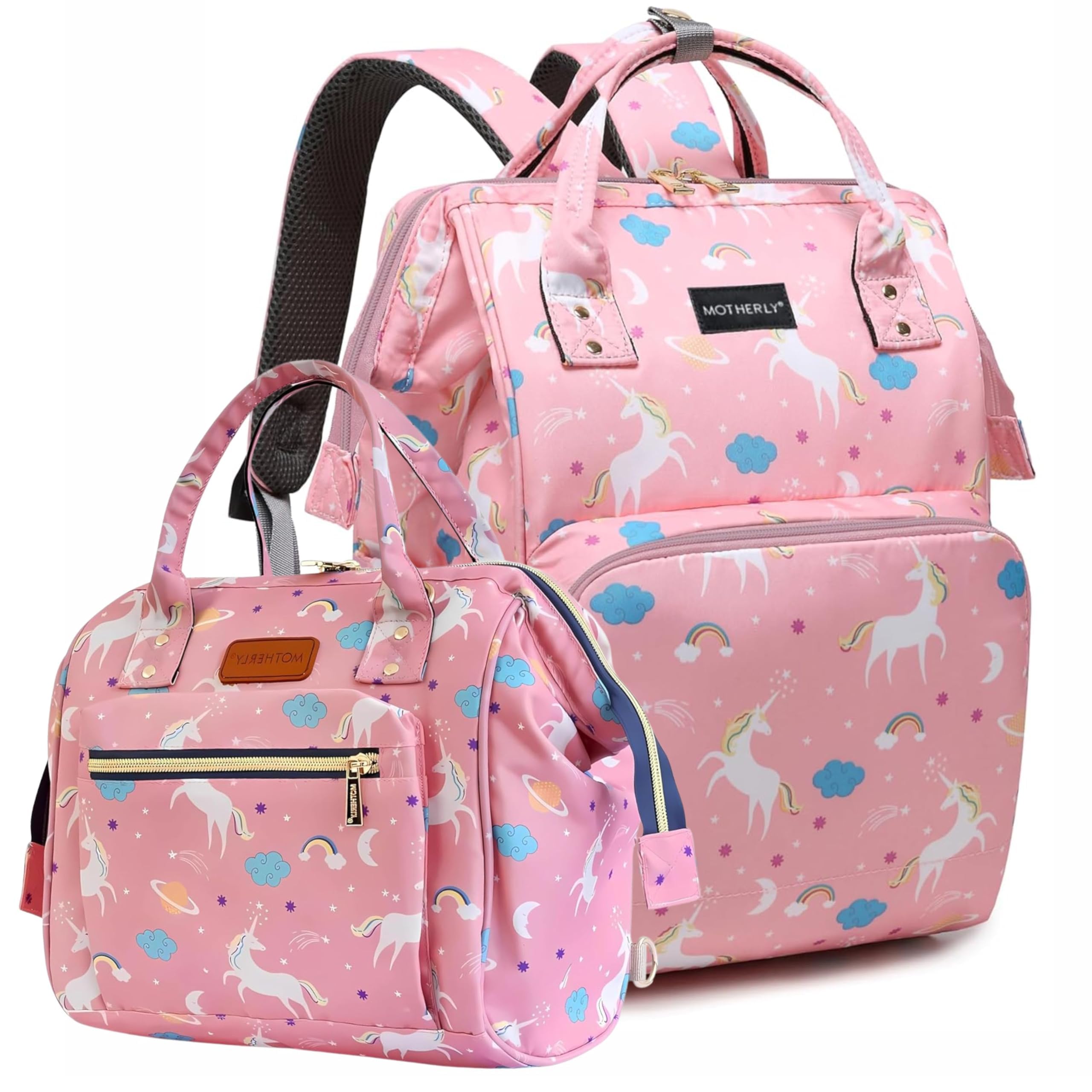 Motherly Elegant and Nano Diaper bag Combo for Mothers for Travel,Maternity Bag for Newborn Baby,Hospital Bag for Moms (Unicorn Pink)-image-23
