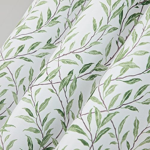 Miniatura 7 de Leeva Cortinas 80% opacas para oscurecer la habitación, estampado de hojas con textura suave en cortinas de tela gruesa de doble capa para sala de