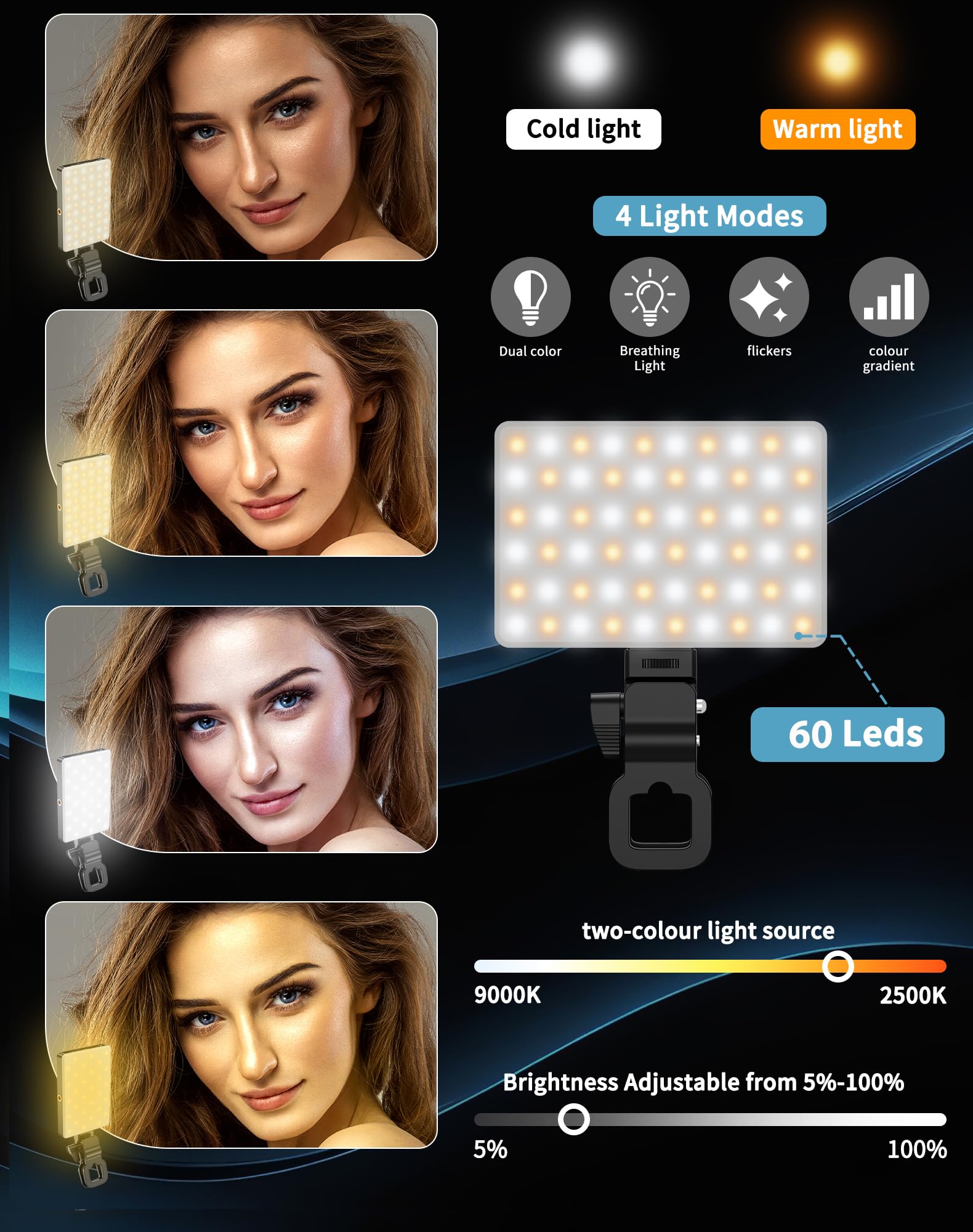 Luce Selfie Ricaricabile 60 LED Con Telecomando - Per Telefono, Tablet E Laptop, CRI 96+ - Foto 10