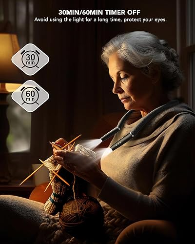Miniatura 5 de Luz de lectura para el cuello, luz de libro para leer en la cama ajuste de ejes de dirección, brazo de silicona flexible, luz LED recargable de