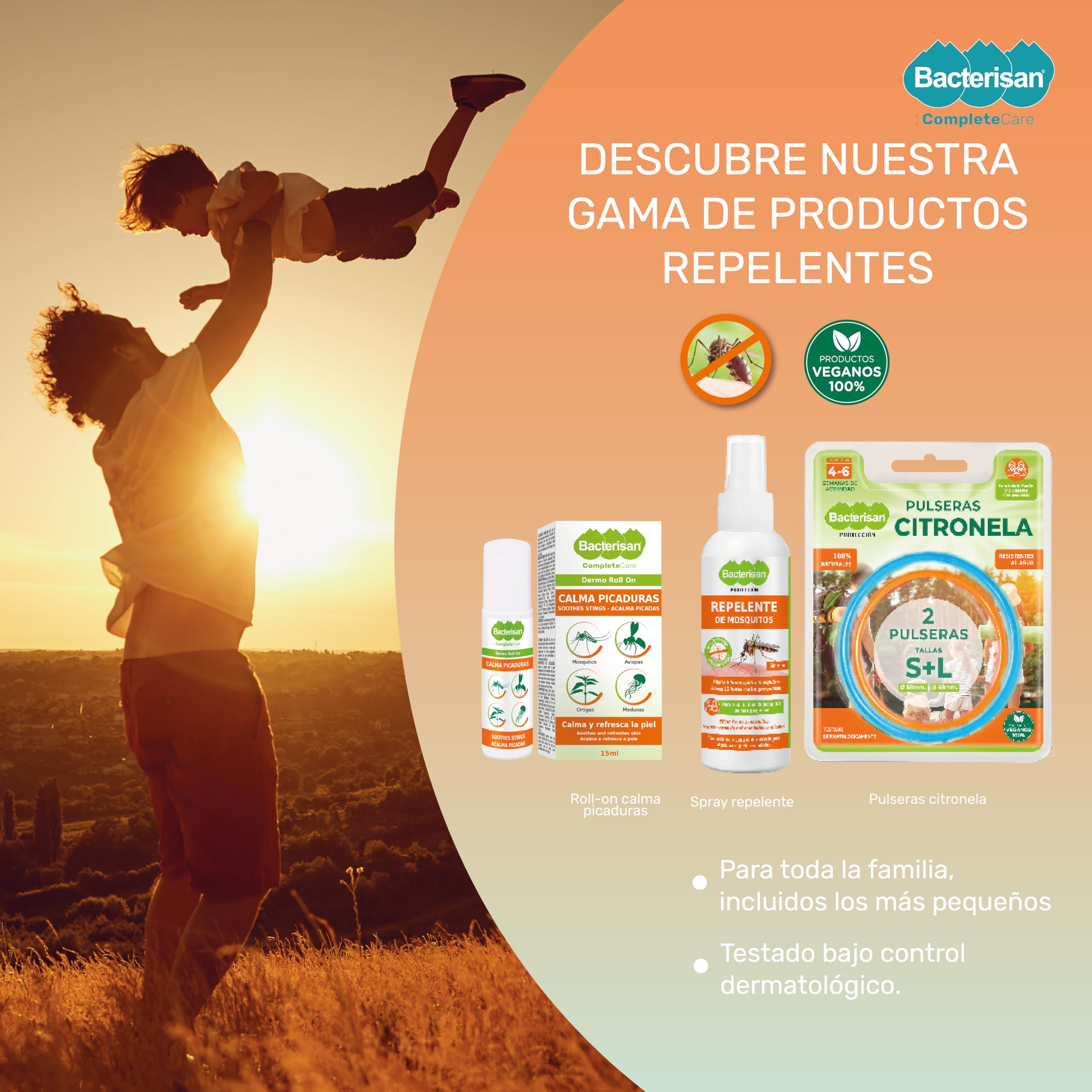 BACTERISAN Dermo Roll On, lenisce le punture d'insetto, allevia il prurito e lenisce la pelle, effetto rinfrescante, adatto a bambini e adulti 15 Ml, trasparente