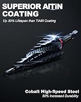 Vista 2 de EZARC Broca escalonada para metal, taladro escalonado de cobalto M35, flauta en espiral, broca escalonada Unibit (3/16 a 7/8 pulgadas) resistente al