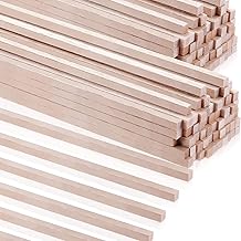 Balsa Wood Sticks 1/8 x 1/8 x 12 Inch Hardwood Square Dowels Unfinished Wooden Strips for DIY Molding Crafts Projects Making (150 Pieces)