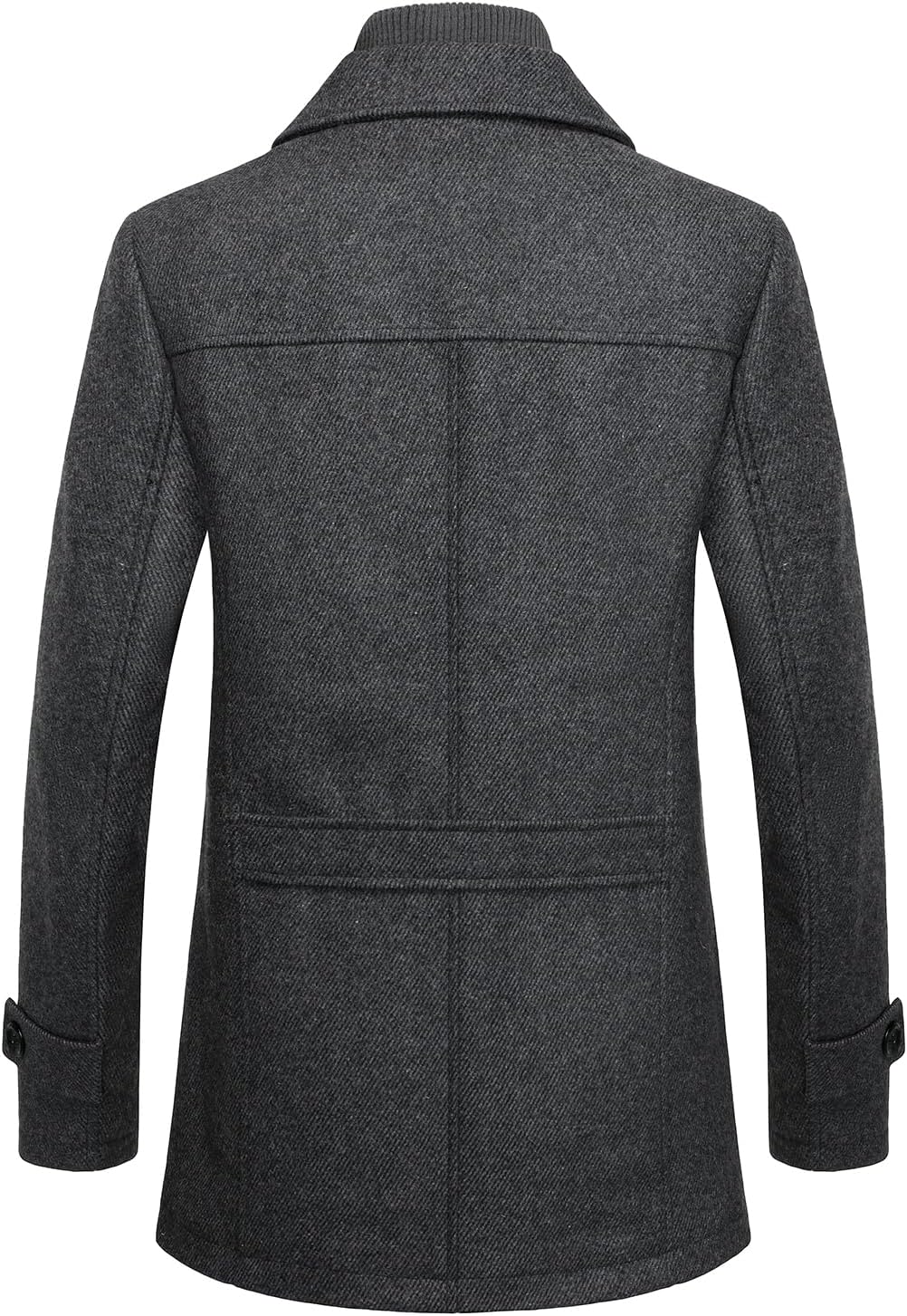 FANARCHER Men's Wool Blend Coats with Detachable Zipper Winter Warm Jakcet Single Breasted Business Windbreaker Pea Coat