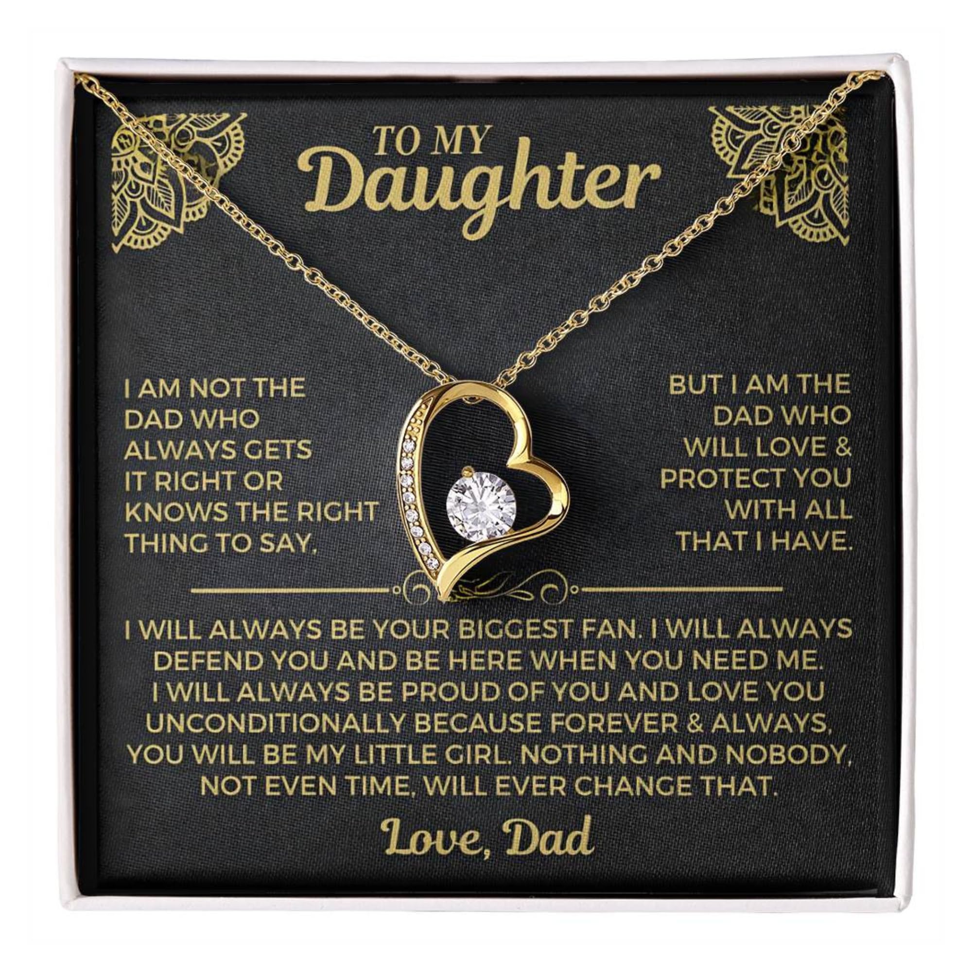 Metal Shines I am the Dad who will love and protect you with all that I have Necklace for Daughter from Dad – Meaningful Gift for Birthday, Graduation