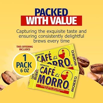 Cafe El Morro Dark Roast Espresso Ground Coffee, Bulk Coffee, Authentic Puerto Rican Style Coffee, Vacuum Sealed, Ground Espresso Beans, 6 oz (1-Pack)
