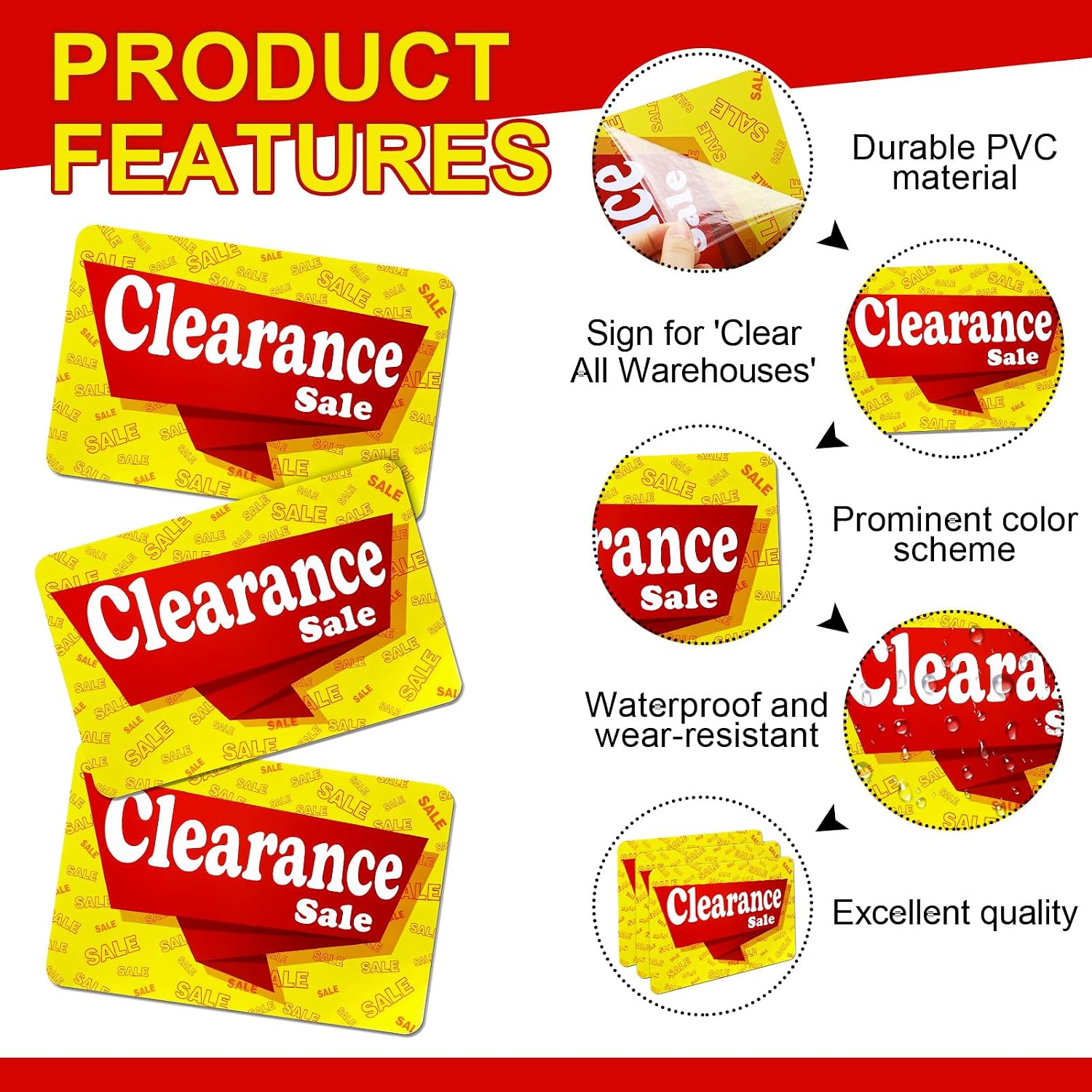 Watersay 10 Pack Sale Sign for Retail Store, 8 x 12 Inch PVC Waterproof Clearance Sign Bulk for Retail Stores Shops Sales Discounts Outdoor Indoor Advertising Business Marketing Store