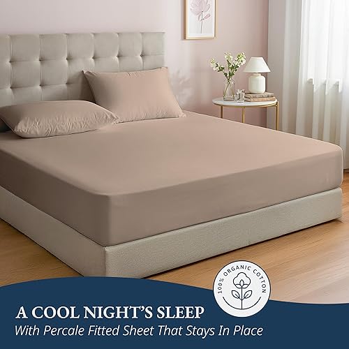 Miniatura 5 de LANE LINEN Juego de 3 piezas (1 sábana bajera ajustable y 2 fundas de almohada), tamaño King, 100% algodón orgánico, tejido percal ultra suave,