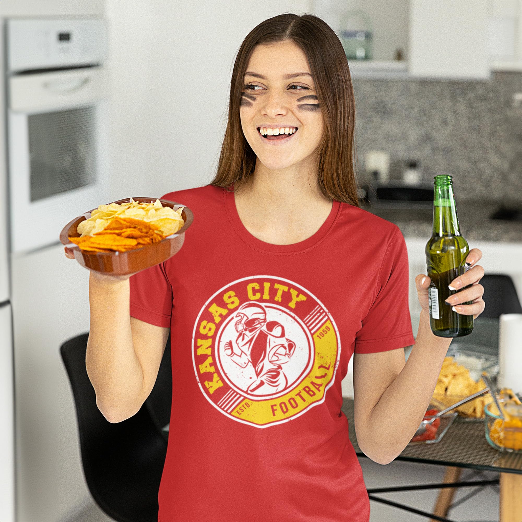 Kansas Football Shirt for Women, ESTD 1959 Retro Football Shirts Top White