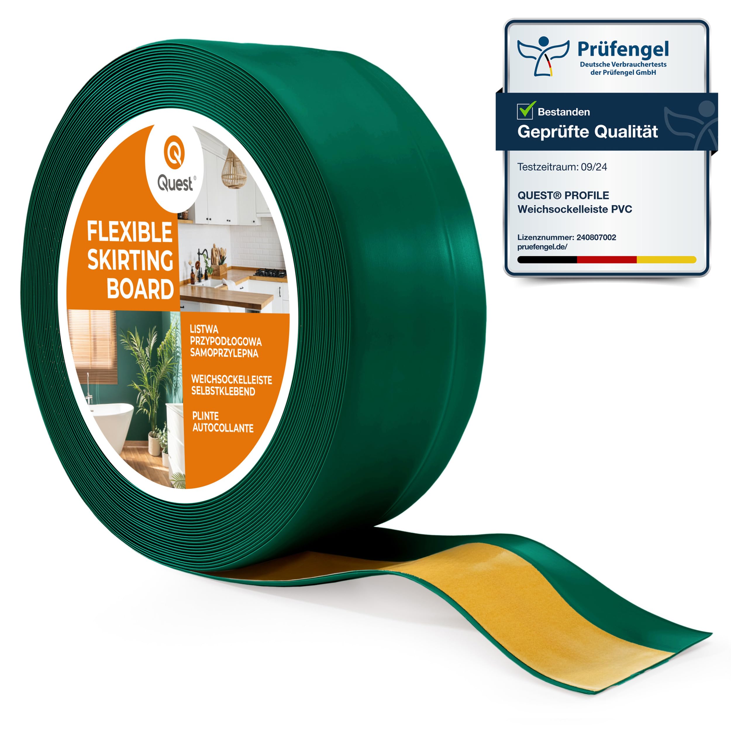 Quest Skirting Board PVC 50 x 20 mm Self-Adhesive - Green, 10 m — image 1