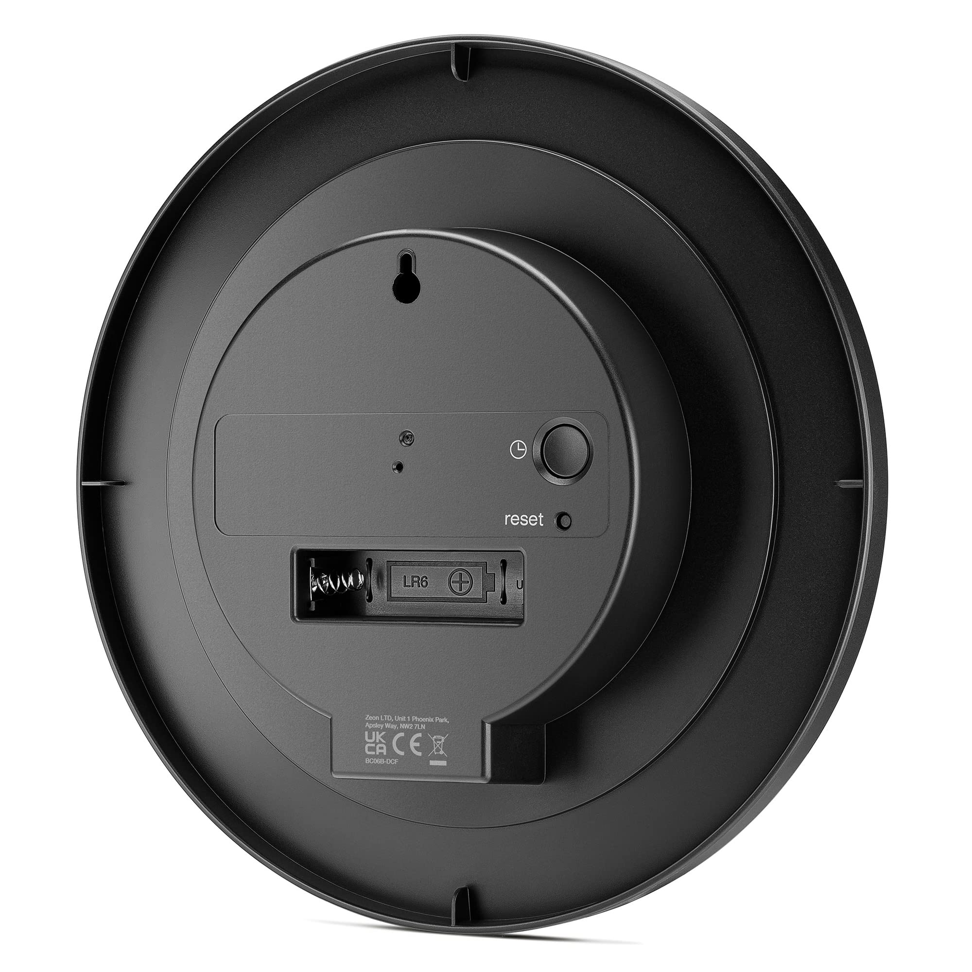 Braun Klassische Funkwanduhr Mitteleuropäische Zeitzone (MEZ/GMT+1) mit ruhigem Uhrwerk, leicht lesbarem Zifferblatt mit 20 cm Durchmesser in Schwarz, Modell BC06B-DCF.