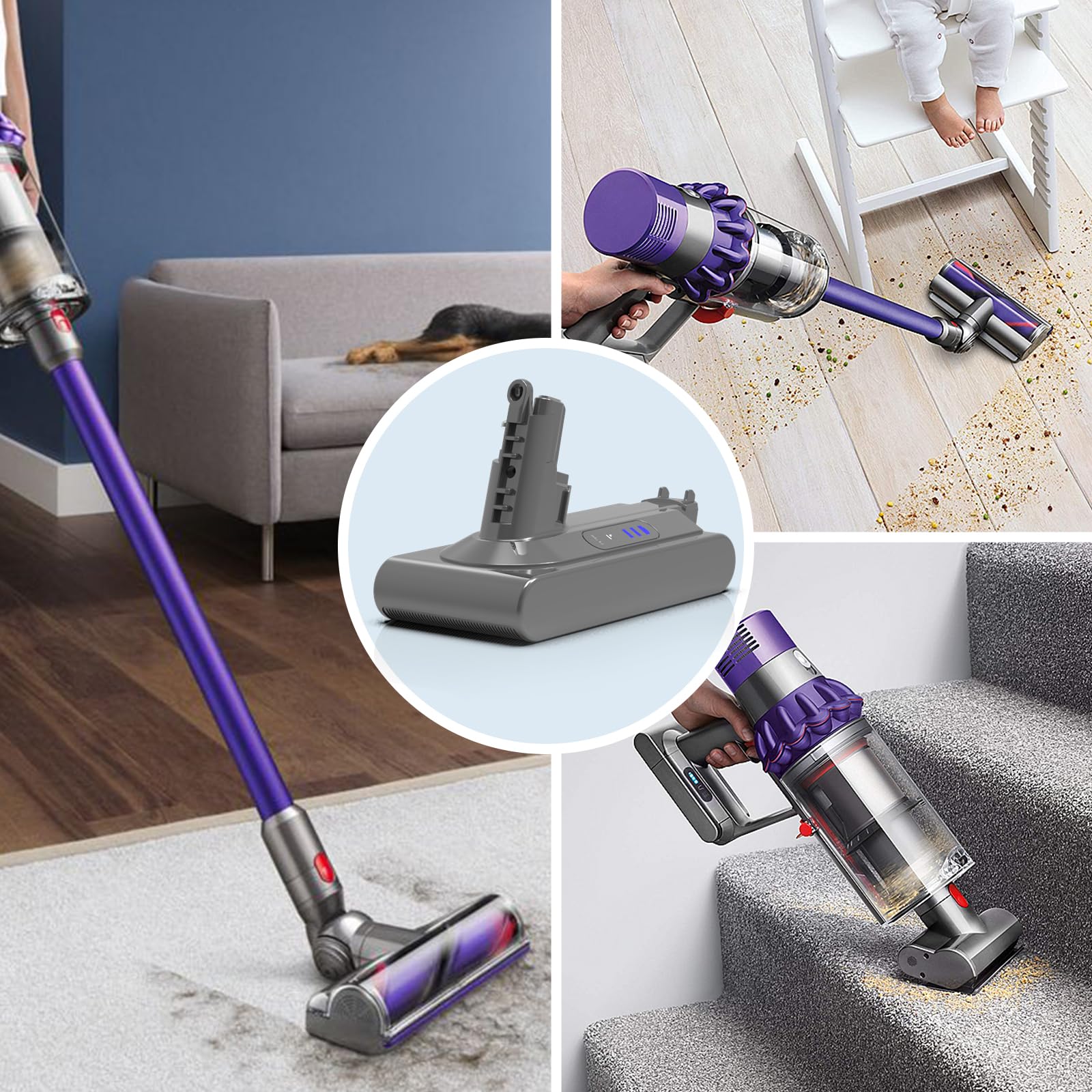 Batería de repuesto de 5 Ah para Dyson V10 - Batería de iones de litio de 25,2 V compatible con modelos Dyson V10 Animal, Absolute, Motorhead, Fluffy y SV12, apta para aspiradoras