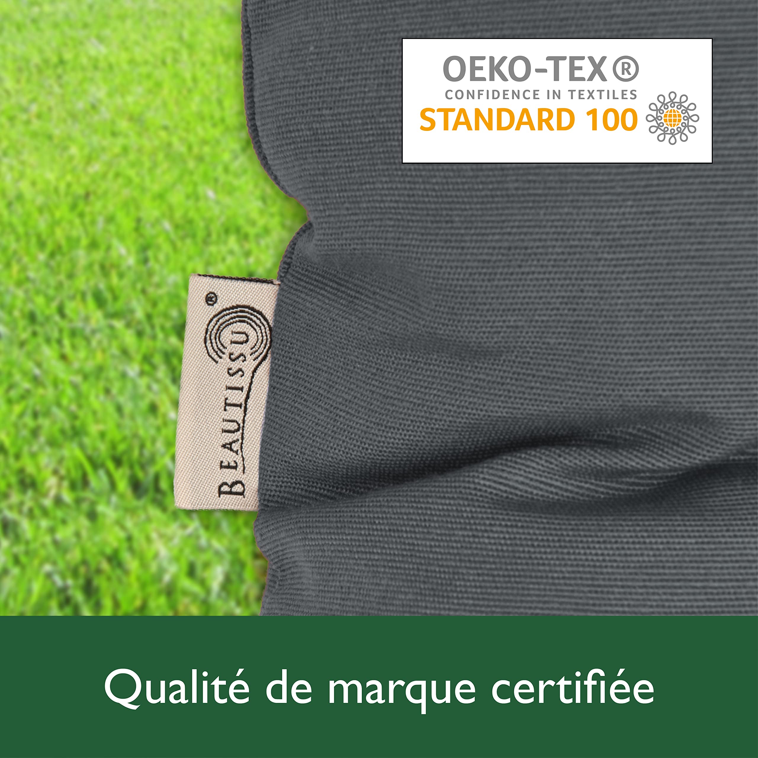 Beautissu Coussin pour Balancelle 180x50x8 cm Flair HS – Coussin de Jardin avec 2 Oreillers – Matelas pour Banc de Jardin, Rembourrage Flocons de Mousse - Anthracite