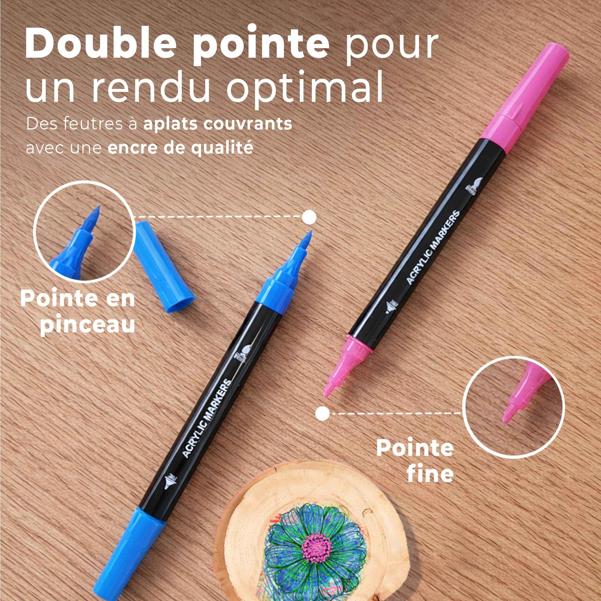 Image secondaire de Set de 48 Marqueurs Acryliques DIYIDEA avec Double Pointe - Idéal pour Bois, Verre et Céramique