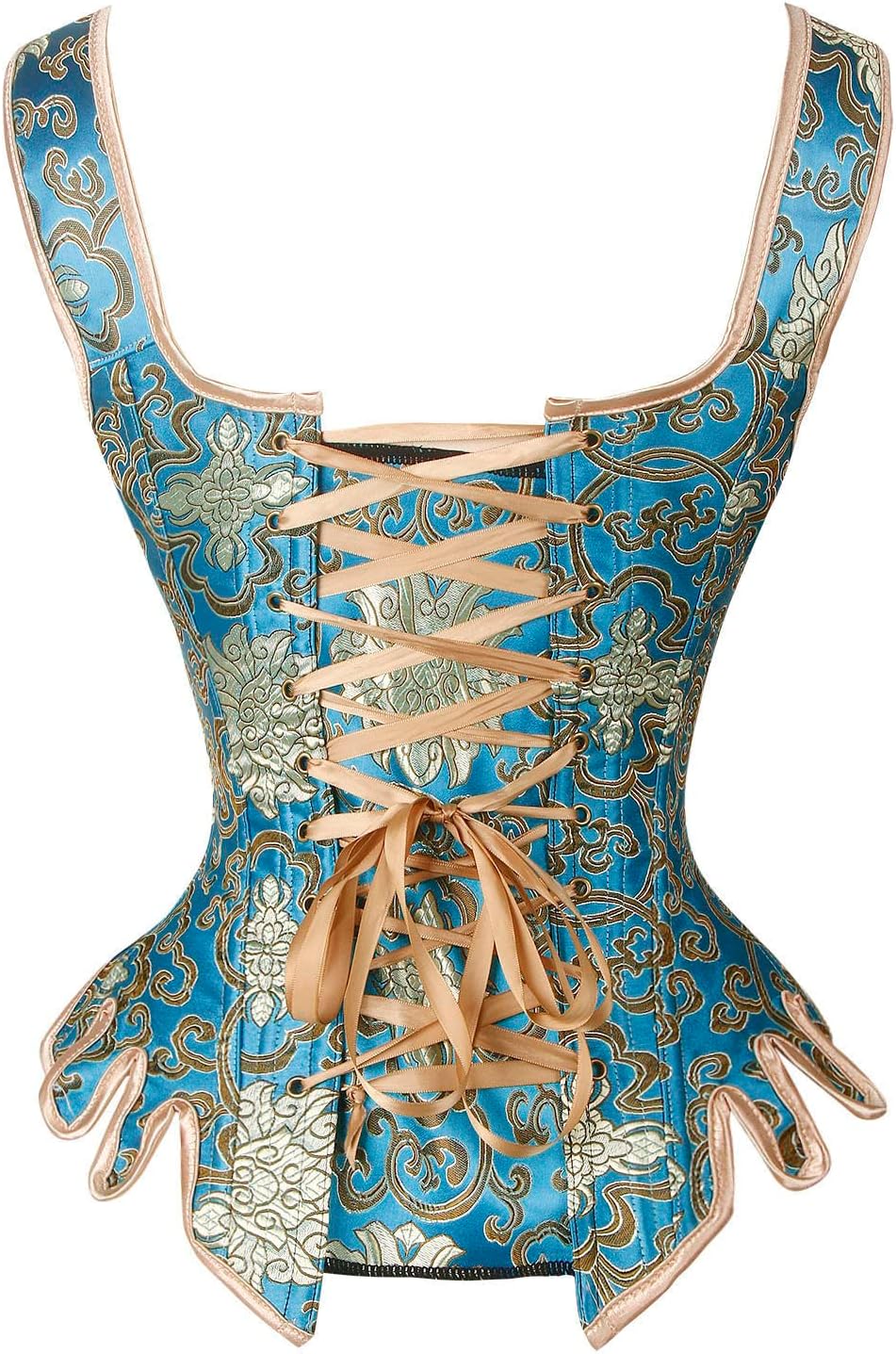 Charmian Women's Victorian Vintage Brocade Lace Up Bustier Overbust Corset Top - Image 5