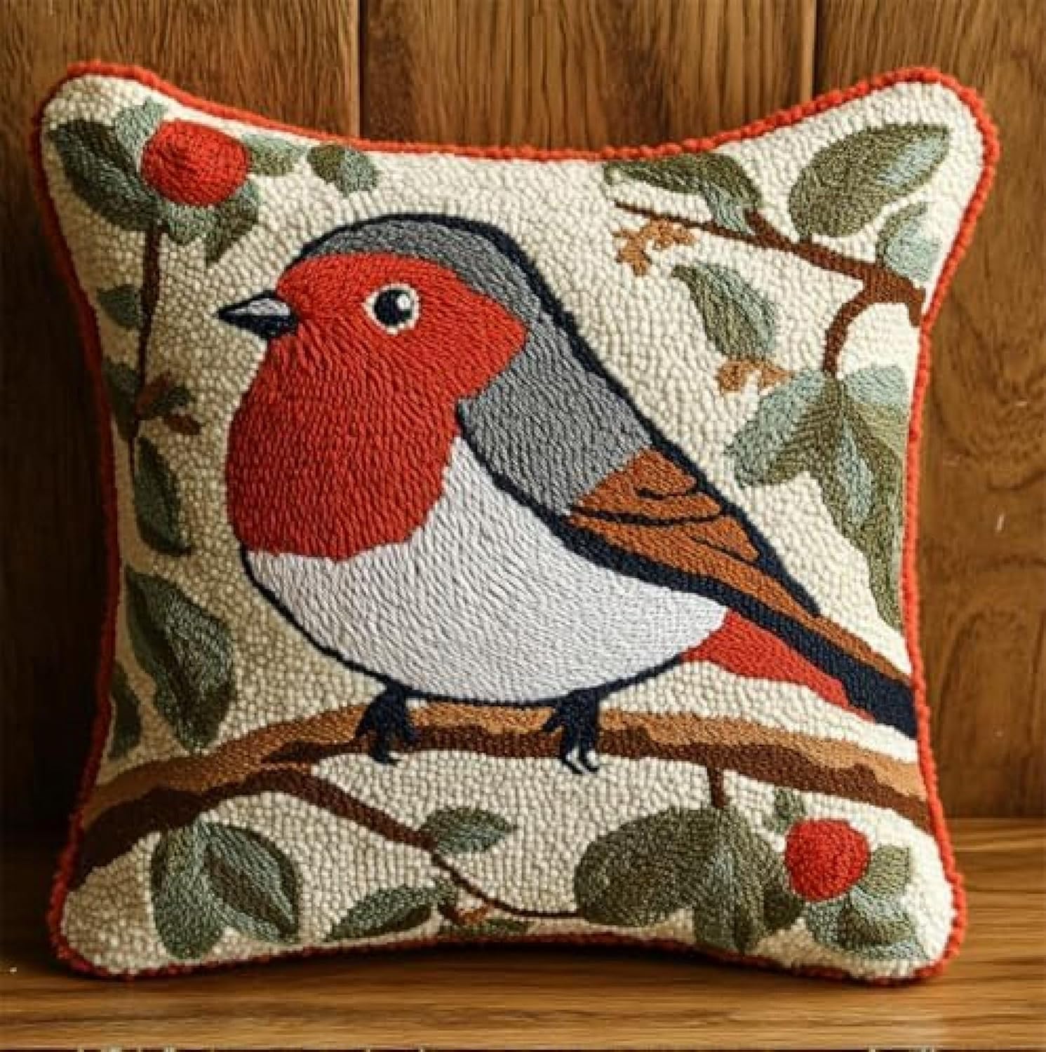 Latch Hook Pillow Cushion Kits for Adults,Bird Latch Hook Pillow Case Embroidery Kits,DIY Needlework Pillow Cover Rug Making Kit,DIY Craft Kit for Women,17x17 in