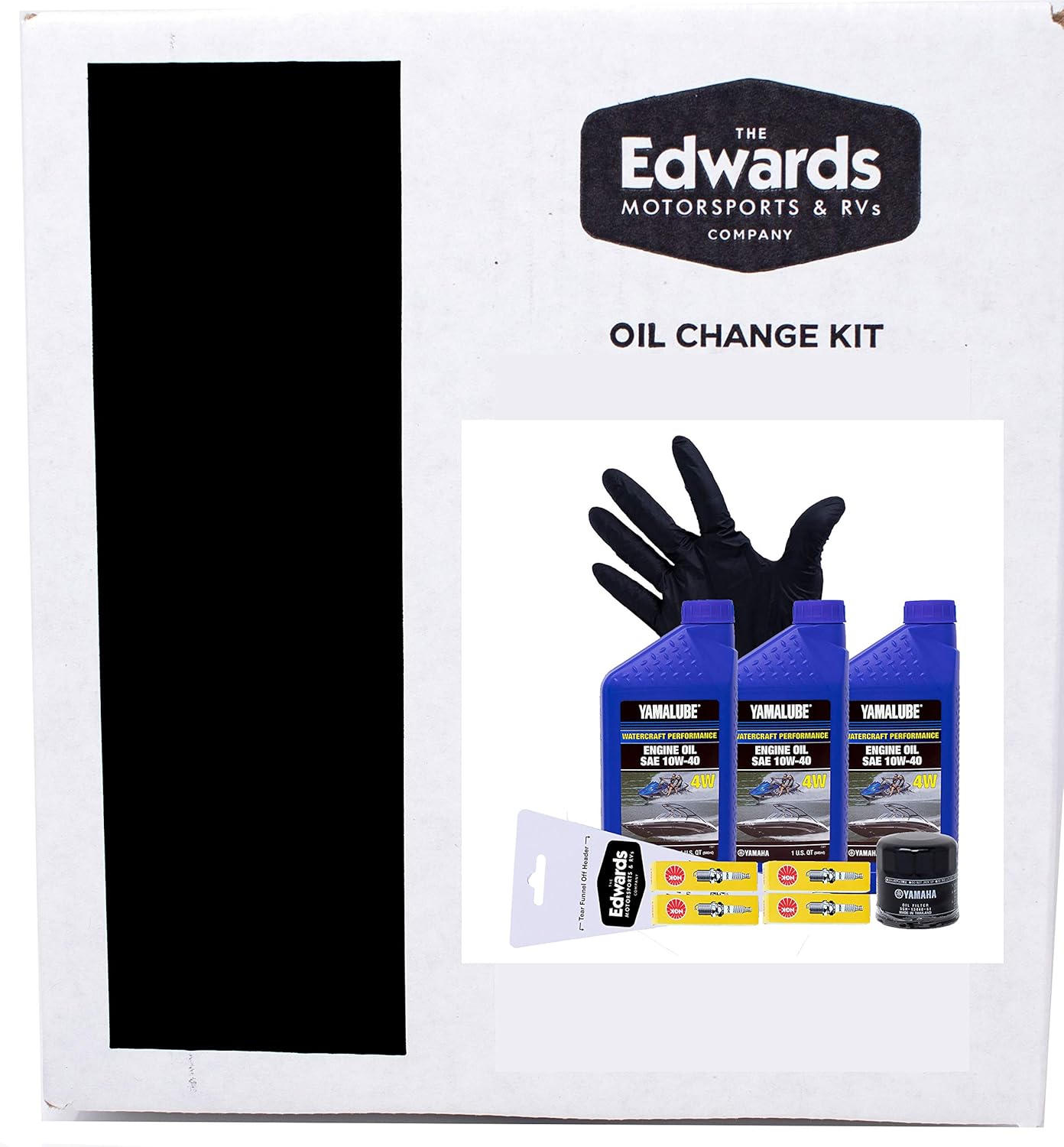 Edwards Oil Change Kit fits 2008-2015 Yamaha VX 1100 WaveRunner Watercraft with Spark Plugs