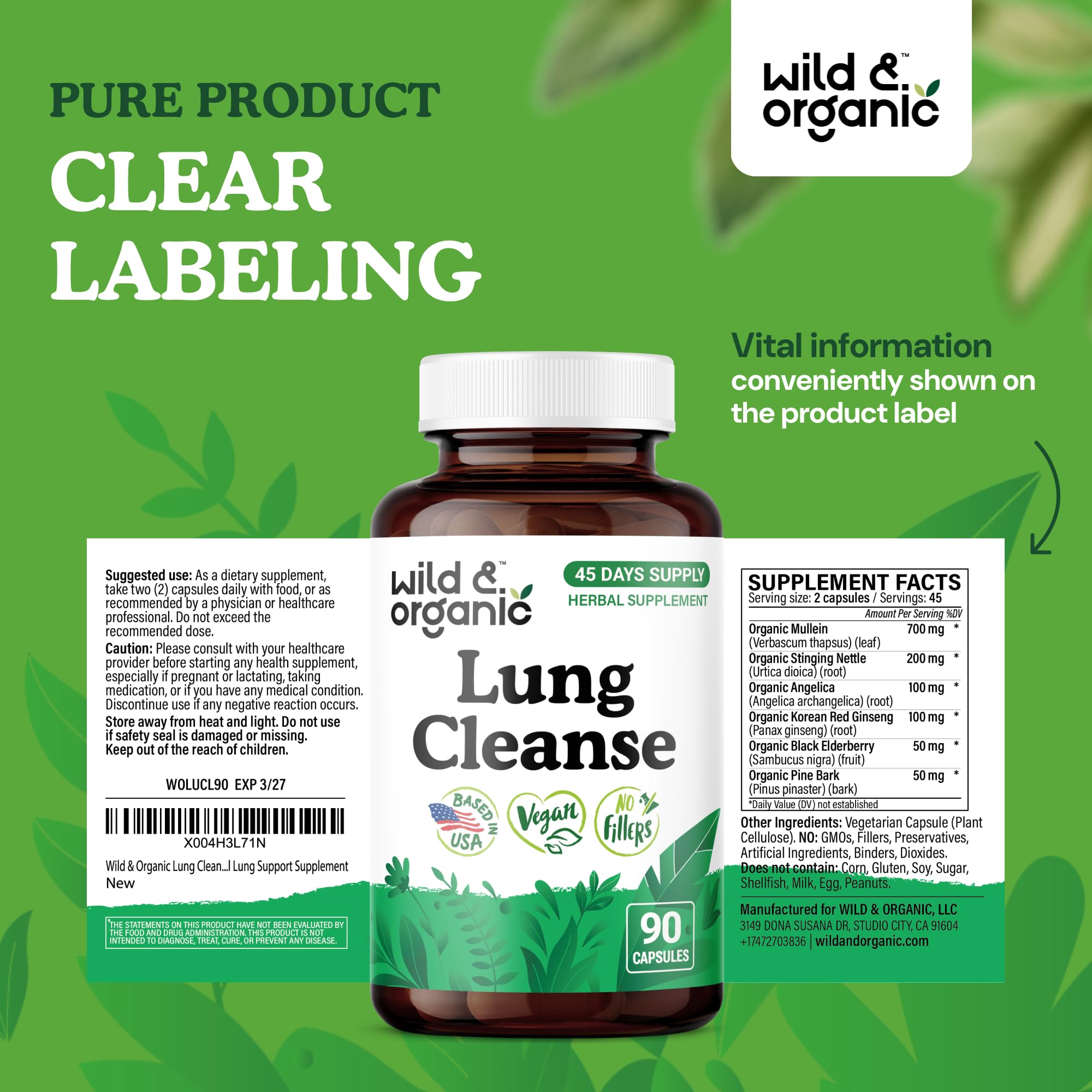 Wild & Organic Lung Cleanse Capsules - Lung Support - 90 Count — Amazon image 7
