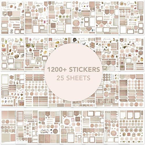Miniatura 7 de Calcomanías de planificador estético para planificación divertida, más de 1220 diseños bohemios mensuales para tu calendario o álbum de recortes,