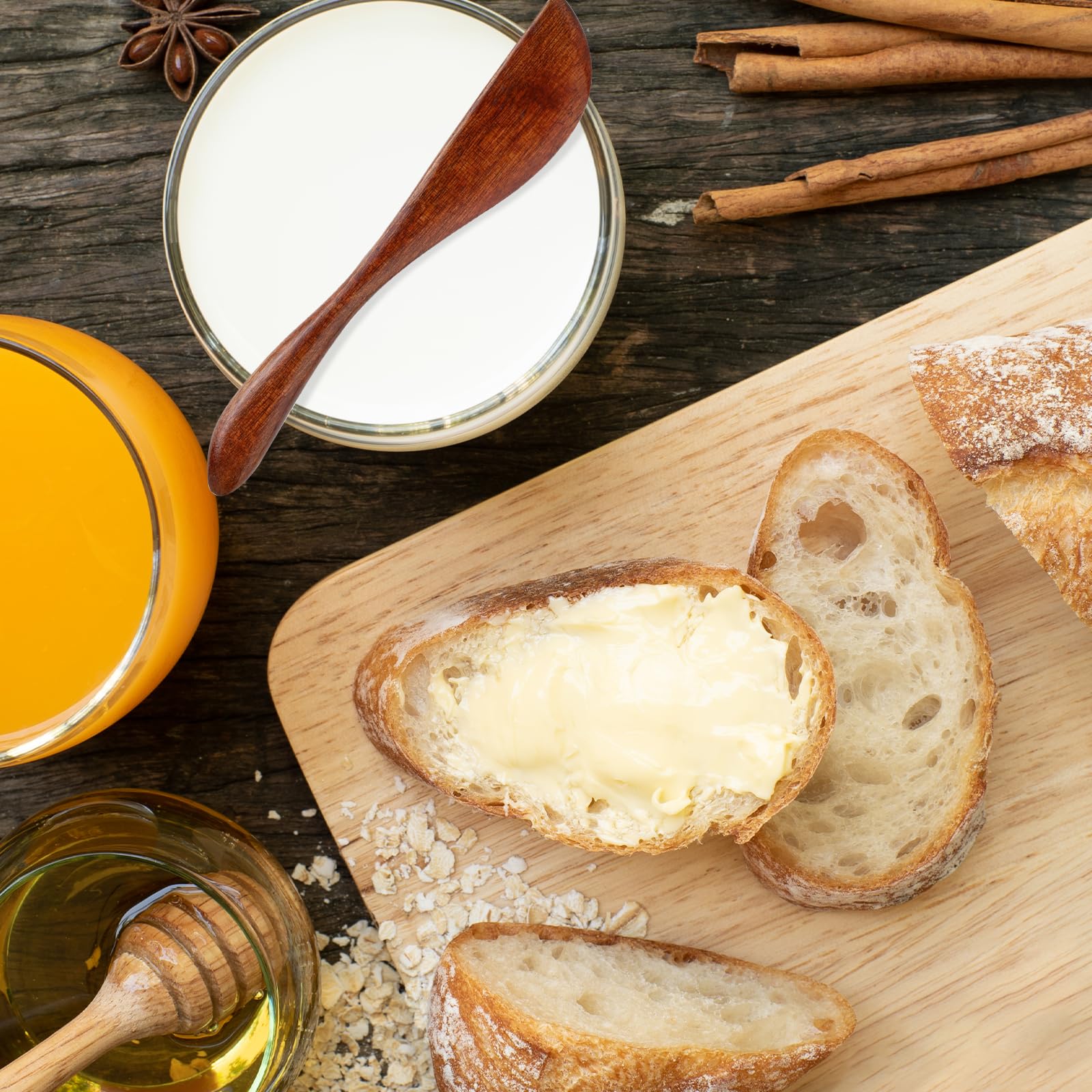 Molain 4 cuchillos de mantequilla de madera, espátulas de madera, cuchillos de queso, cucharas de mermelada, esparcidor de mantequilla, cuchillo para pastel, jalea, queso, esparcidor de mantequilla