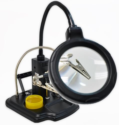 WEmake Estación de soldadura con lente de aumento iluminada LED y tercera mano de ayuda