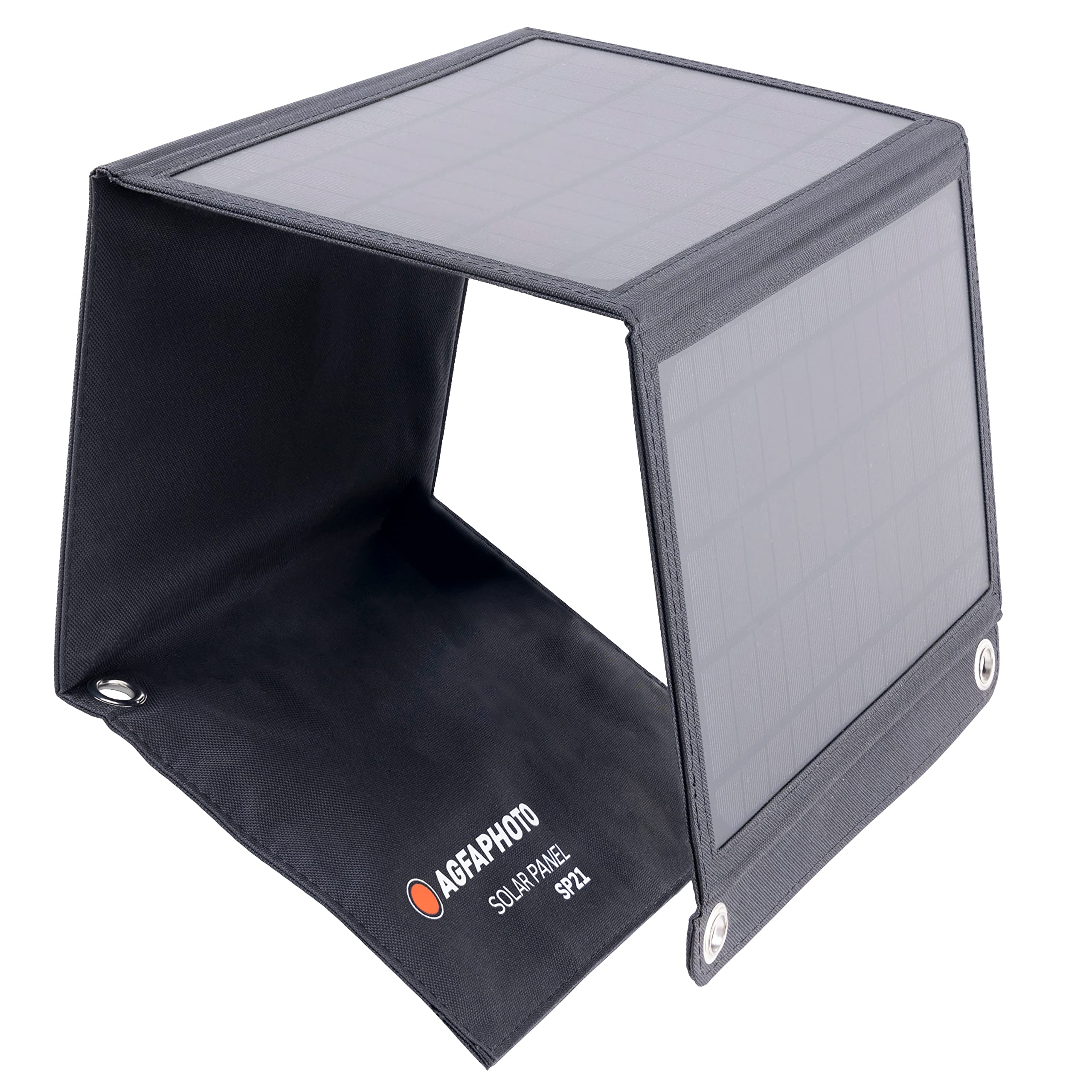 AGFAPHOTO Panel słoneczny SP21 | zewnętrzna ładowarka solarna | składana do aktywności na świeżym powietrzu | zasilanie do różnych urządzeń elektronicznych | ładowarka do urządzeń mobilnych