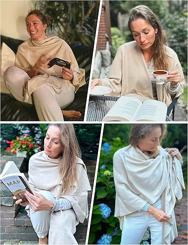 Miniatura 3 de PULI Suéter tipo poncho para mujer con frente cruzado grande y elegante capa de punto para otoño e invierno
