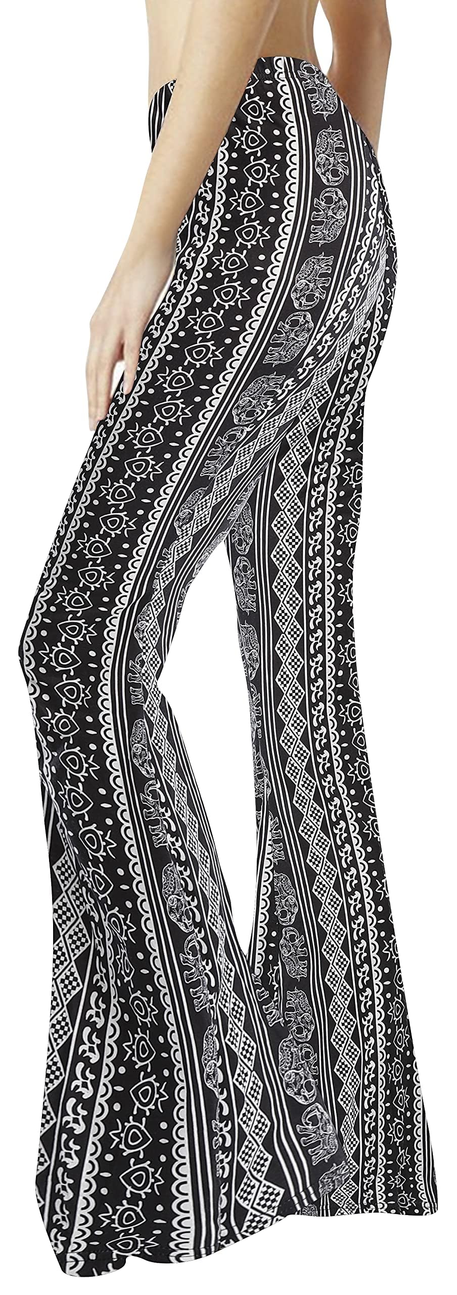 WSPLYSPJY Women's Print Stretch Bell Bottom Flare Palazzo Pants Trousers