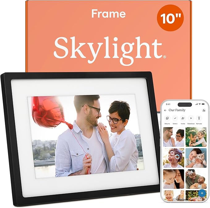 Skylight Frame – WiFi Digital Picture Frame Customer Support, Touch Screen Digital Photo Frame with Easy Setup, Photo Gifts for Parents and Grandparents - 10 Inch Black