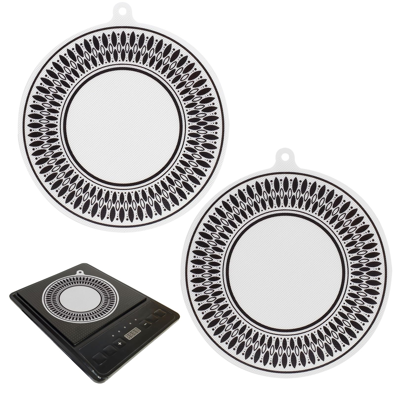 Lucxhcky Black 2Pcs Induction Cooktop Mat, Induction Cooktop Protector Mat, Multifunctional Silicone Mats For Cooktop Cover (24Cm)