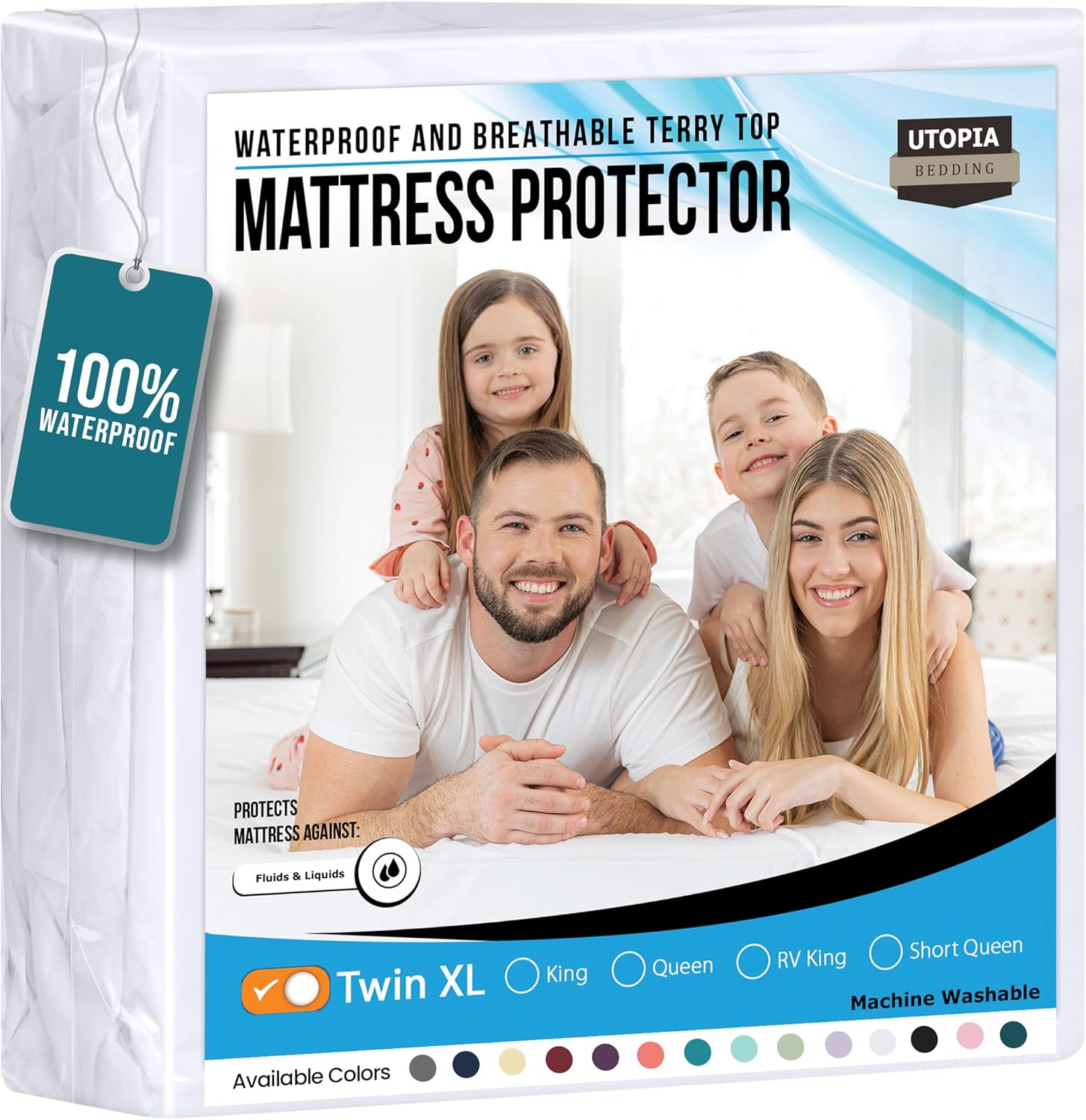 Utopia Bedding Waterproof Mattress Protector Twin XL Size, Premium Terry Mattress Cover 200 GSM, Breathable, Fitted Style with Stretchable Pockets (White) - Amazon product rated Grade C