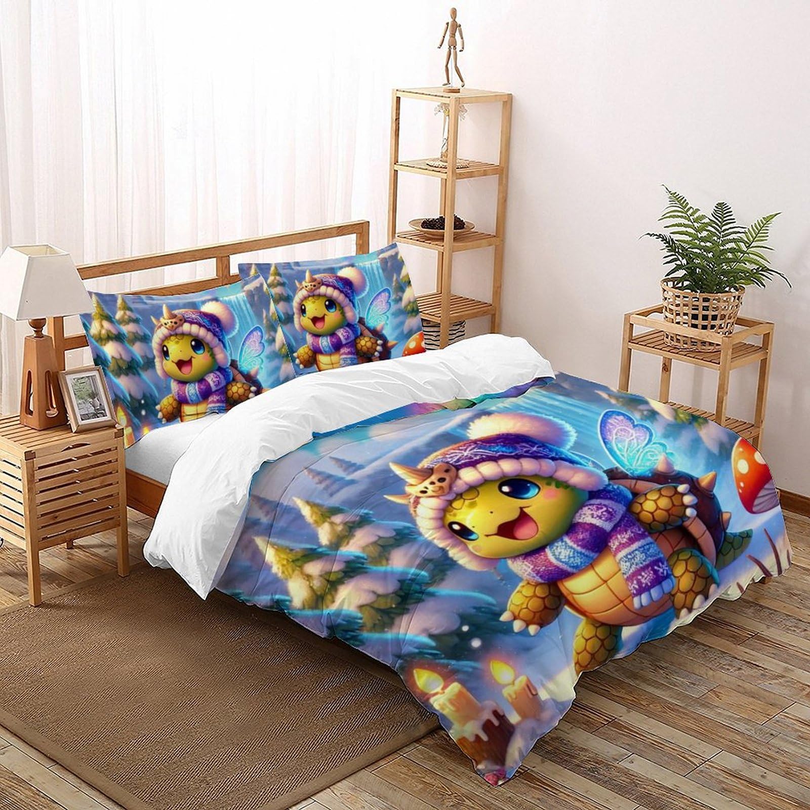 Housse de couette tortue idée cadeau parure de lit filles