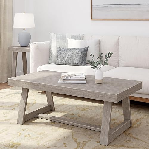 Plank+Beam Mesa auxiliar rectangular clásica, mesa de centro de granja de 48 pulgadas, mini mesas centrales para espacios pequeños, mesa de té para