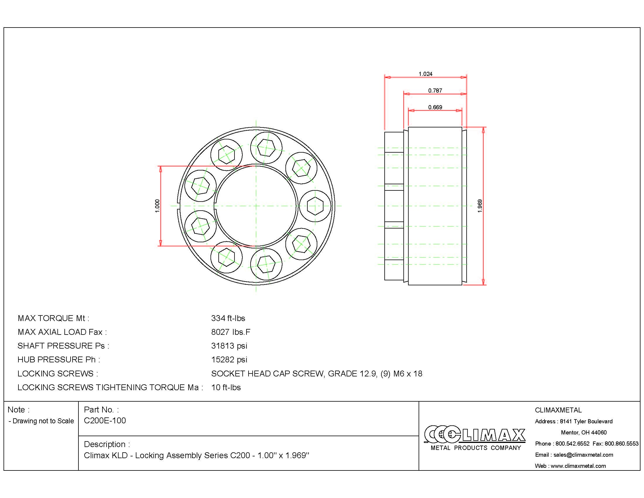 Climax Metal C123E-243, Series C123 Locking Assembly, (2.437