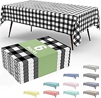 Vista 31 de Smiry Paquete de 10 Manteles Desechables de Cuadros Vichy Azules - 54" x 108" Mantel de Plástico de Servicio Pesado, Cubiertas de Mesa Impermeables