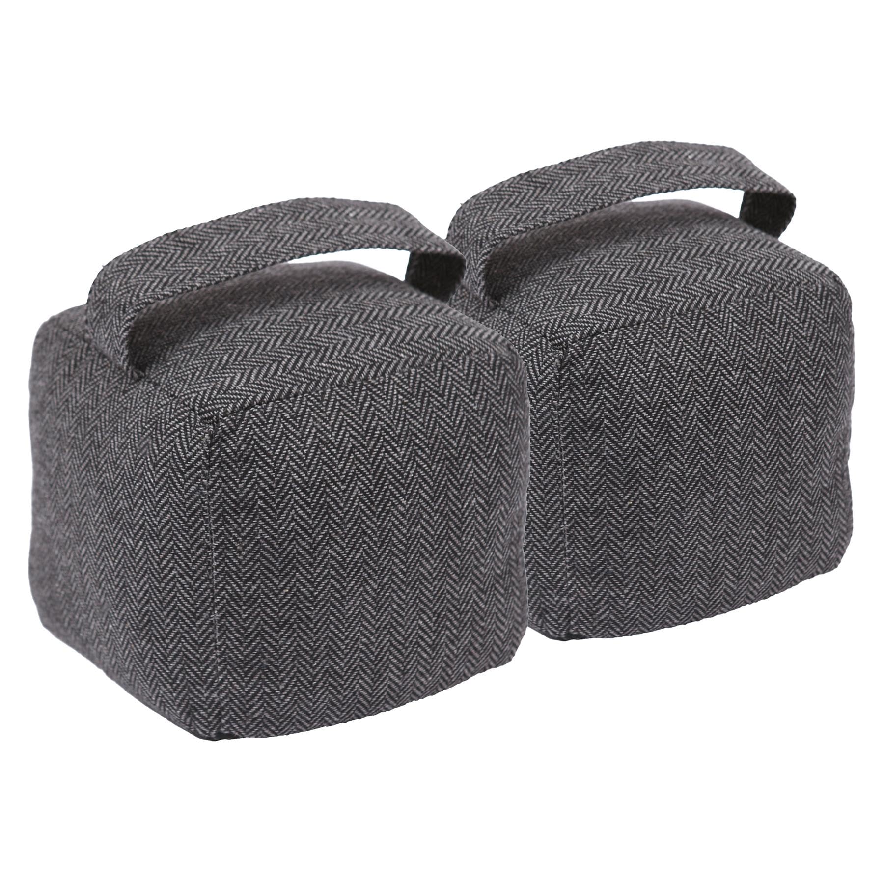Nicola Spring Fabric Door Stop - Grey - Pack of 2 - Indoor Herringbone Decorative Wedge Stopper Interior Weighted Doorstop with Handle for Home, Office