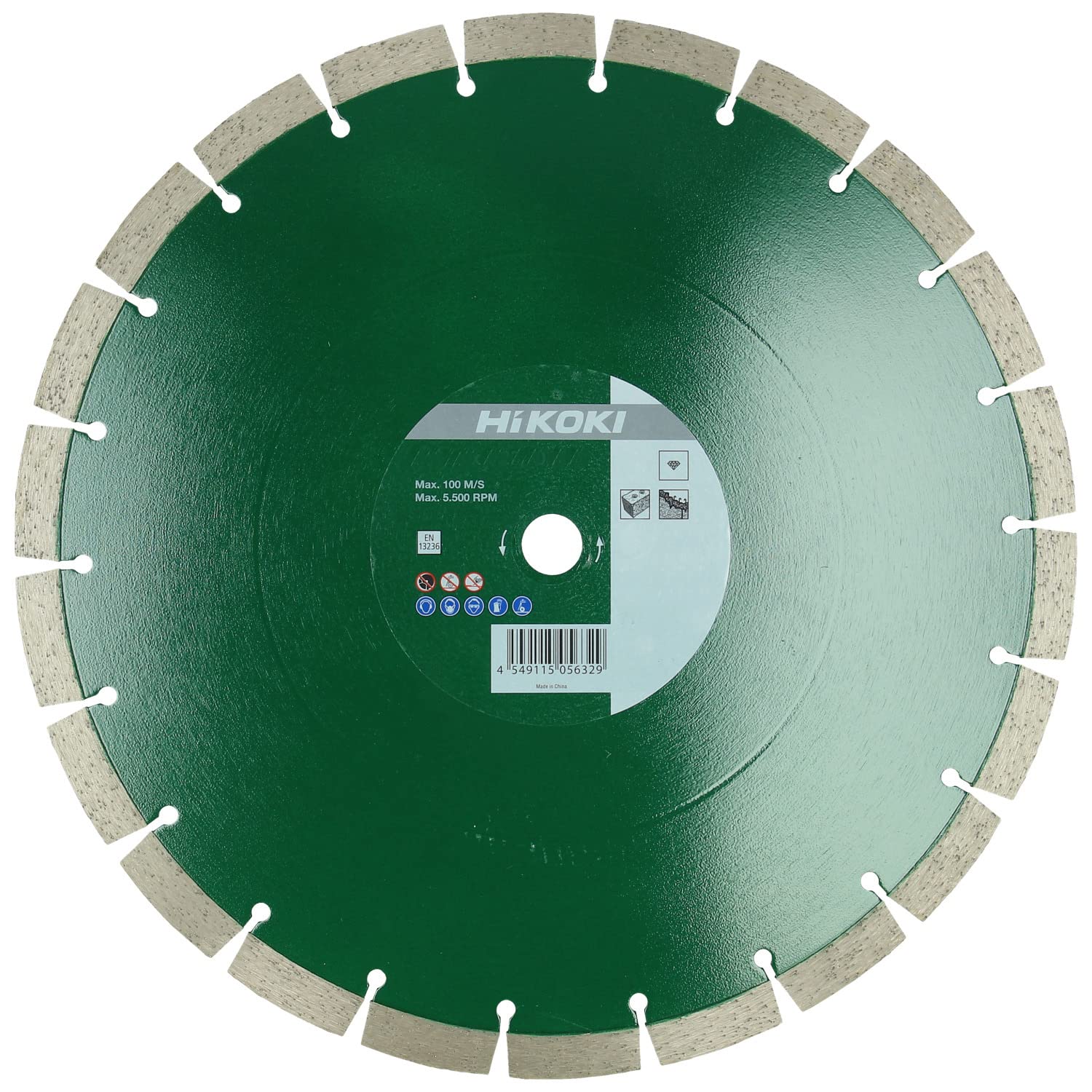 HIKOKI 773006 - Disco de diamante para radiales de gasolina para uso en materiales variados - segmentado 350x20x15 mm