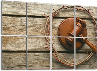 8 Pack Art Acoustic Panels Self Adhesive Crown thorns judge gavel wooden table flat lay Space for Decorative Soundproof Wall Panels Sound Absorbing Panel 48"x32" for Office Home Studio