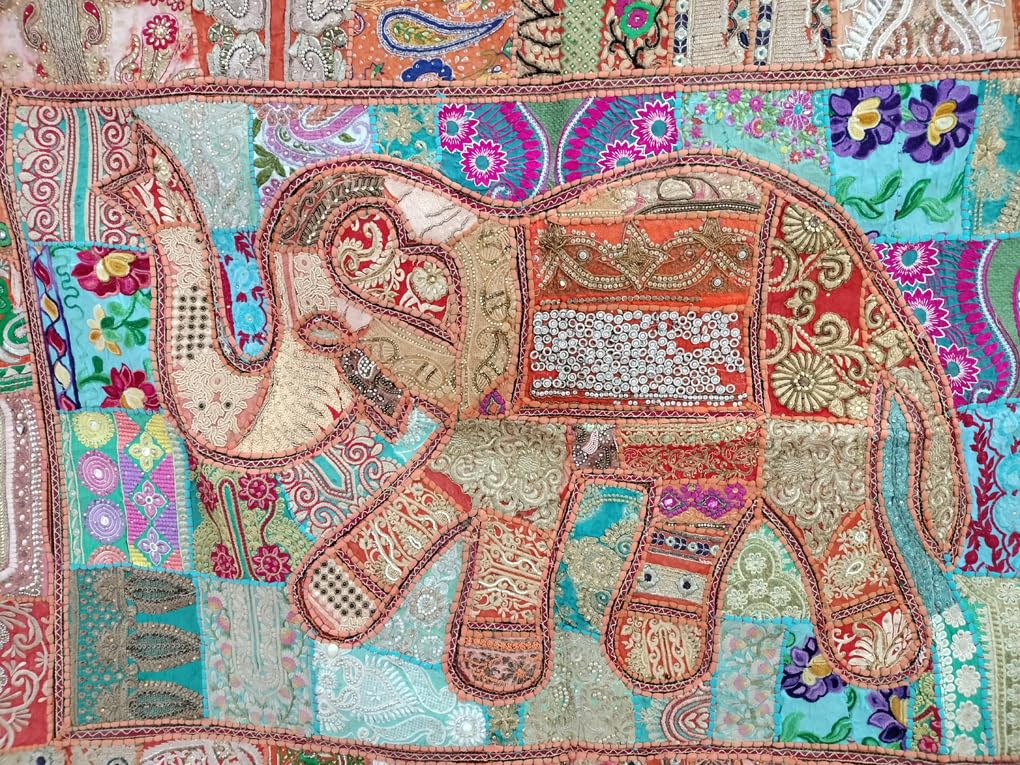 Rajasthani Elephant Tapestry - Handmade Wall Decor -3
