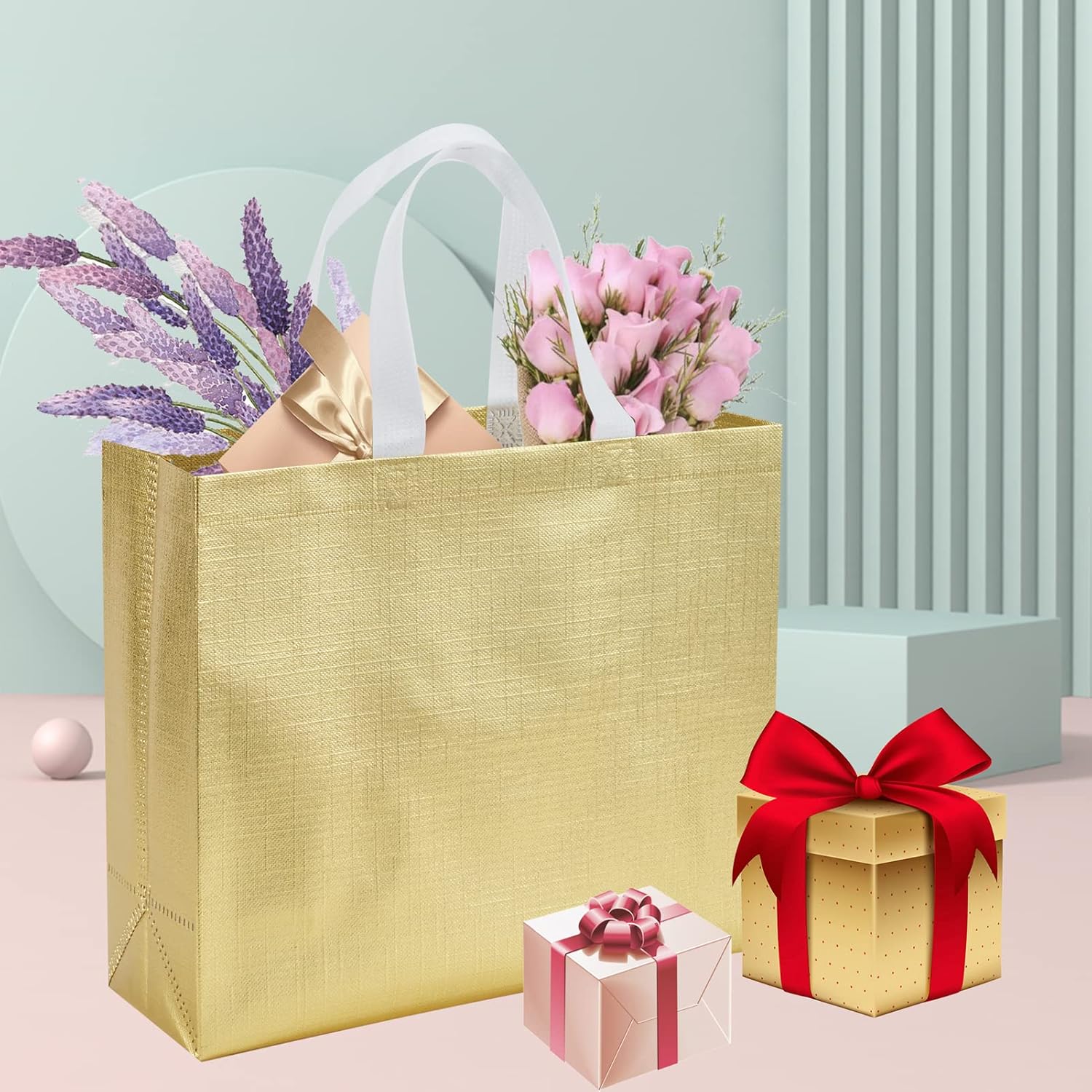 6 Pcs Reusable Large Gift Bags with Handles for Party Wedding - Image 2