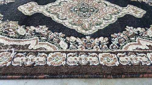 Miniatura 3 de emirates Alfombra de pasillo tradicional negro, verde, marrón y beige, diseño 520 (2 pies x 7 pies 2 pulgadas)