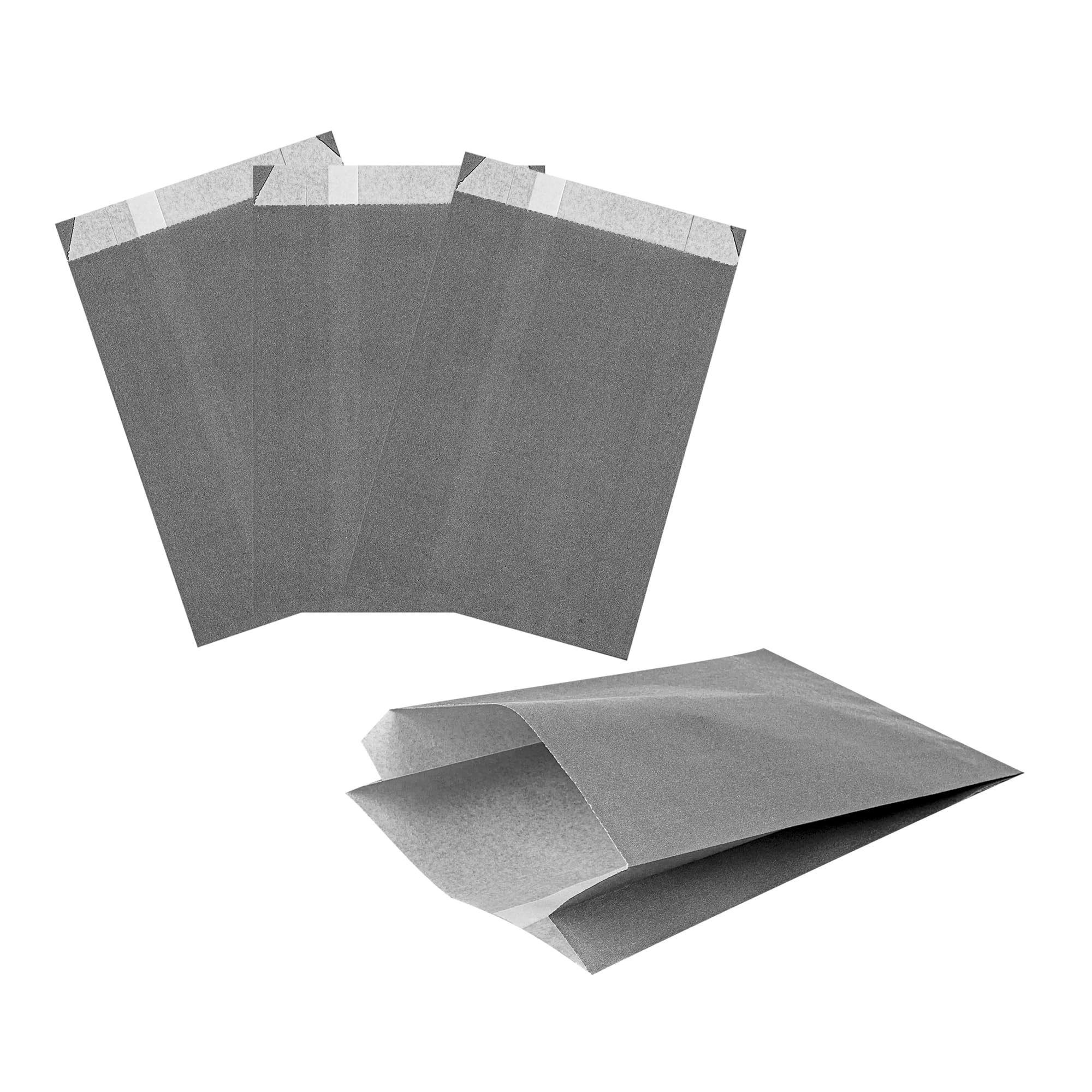 Restaurantware Bag Tek 4.3 x 1.6 x 6.3 Inch Paper Bags For Snacks 100 Durable French Fry Bags - Disposable Greaseproof Paper Gray Snack Bags For Popcorn Cookies Or Fries