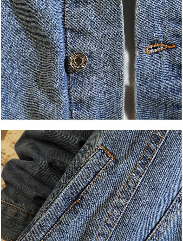 Lavnis Men's Denim Hoodie Jacket Casual Slim Fit Button Down Jeans Coat at  Men’s Clothing store