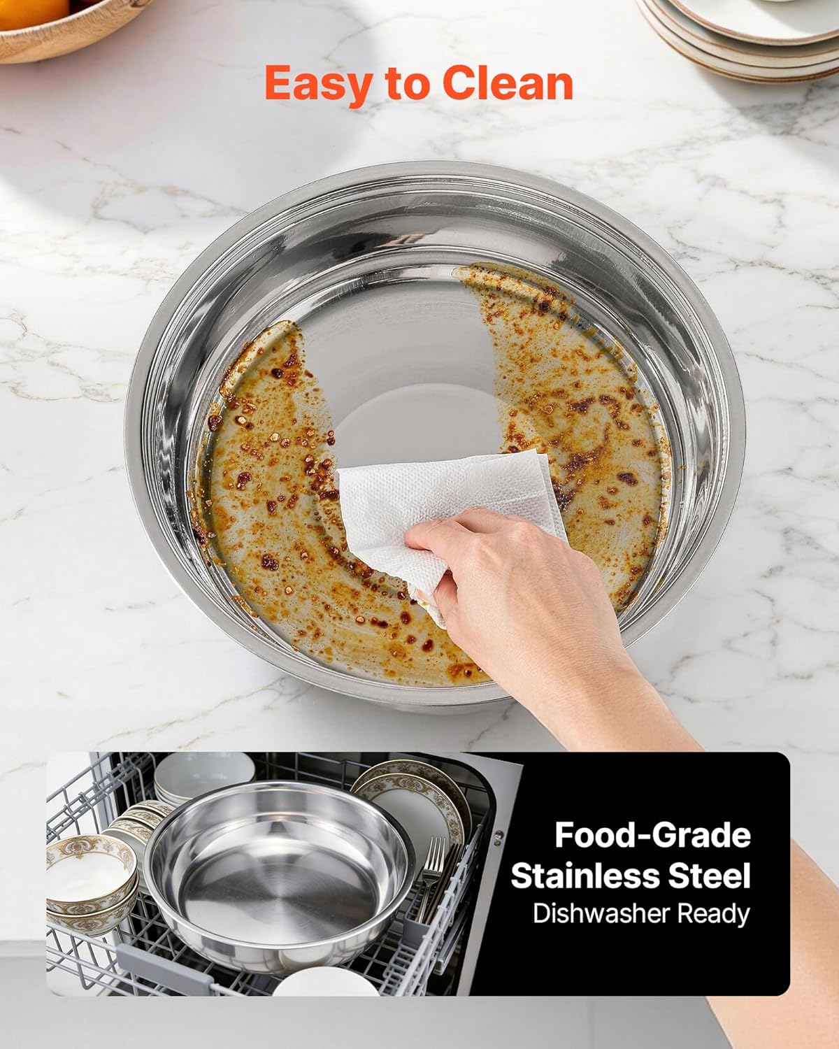 VEVOR Chafing Dish Buffet Set, 5 Qt 4 Pack, Stainless Steel Chafer with 4 Full Size Pans, Round Catering Warmer Server with Lid Water Pan Folding Stand Clip, for Weddings Parties Banquets, Gold