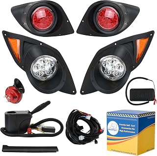 Golf Cart Light Kit for Yamaha G29 Gas & Electric 2007-UP, 12V Street Legal Full Headlight Tail Light Kit with Turn Signal Switch, Horn Button, Hazard Flasher and Brake Pad