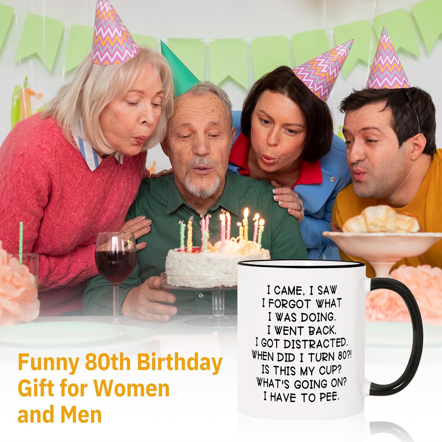 Shqiueos Funny 80th Birthday Gifts for Women Men Mug 11oz, 80 Year Old Birthday Gifts for Her Him, Happy 80th Bday Gift Idea for Mom Dad Grandpa Grandma, 1946 Birthday Gift Decorations Coffee Cup - Image 2